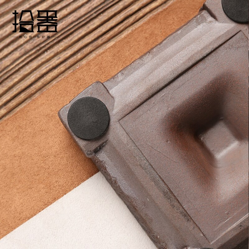 Oală grosieră din faianță, care poartă tavă de ceai pentru preparare uscată, oală de lut violet, suport pentru set de ceai, tavă de ceai pentru stocarea apei