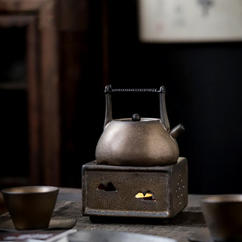 Винтидж печка за чай Керамична керамика Нагревател Аксесоари за японски прибори за чай Основа за чайник Държач Свещ Нагревател Термостат Занаяти Декор