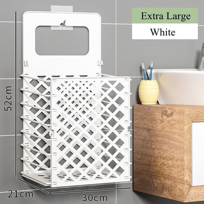 Namų nešiojamasis vonios kambarys Sulankstomas skalbinių krepšelis Plastikinis sieninis kabantis nešvarūs drabužiai trukdo laikyti krepšelius