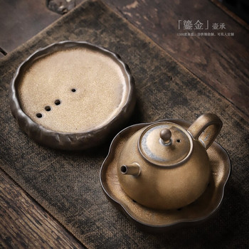 PINNY Ретро керамичен чайник със златна глазура Подставки Пигментиран лагер за саксия Сервиз за чай в японски стил Кунг Фу