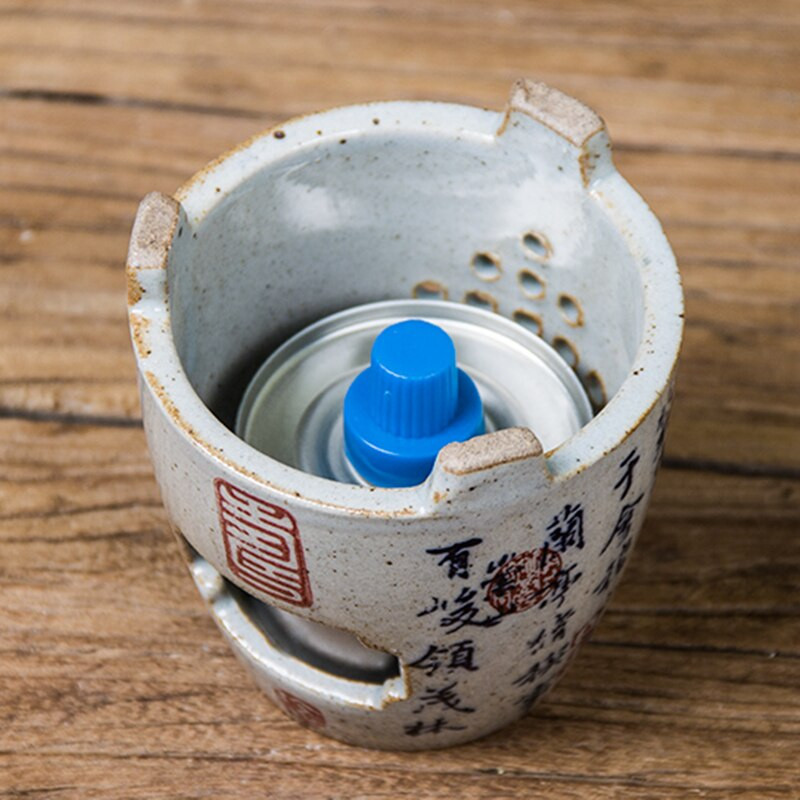 Vintage keramikos arbatinuko šildytuvas Kinų kaligrafijos virdulio stovas Kung Fu arbatos ceremonijos plokščias šildytuvas arbatos žvakių laikikliui Viryklė