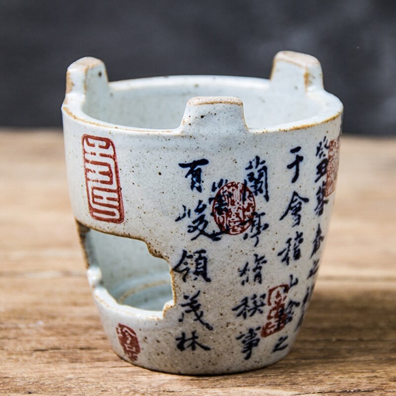 Vintage keramikos arbatinuko šildytuvas Kinų kaligrafijos virdulio stovas Kung Fu arbatos ceremonijos plokščias šildytuvas arbatos žvakių laikikliui Viryklė