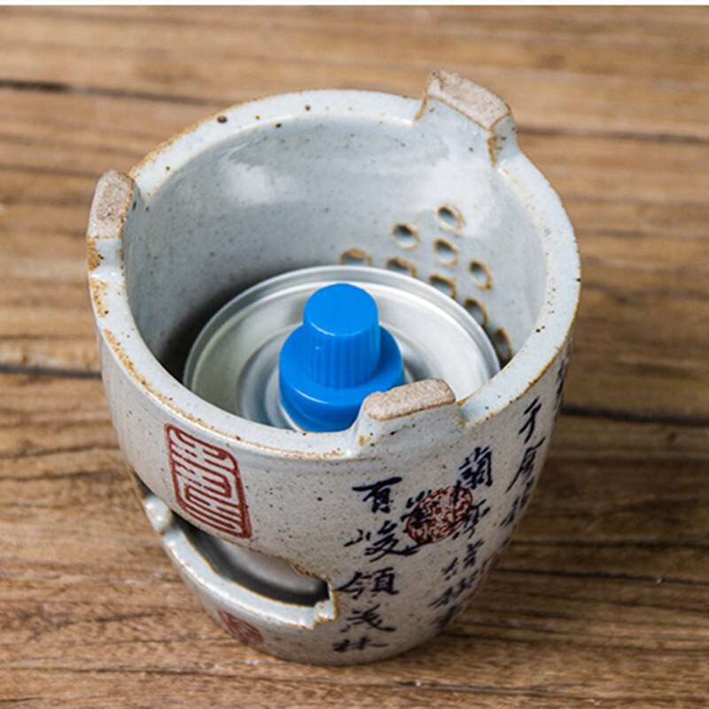 Vintage keramikos arbatinuko šildytuvas Kinų kaligrafijos virdulio stovas Kung Fu arbatos ceremonijos plokščias šildytuvas arbatos žvakių laikikliui Viryklė