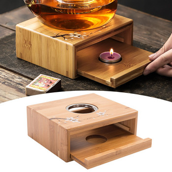 Бамбукова нагревател за чай Свещ Държач за отопление Термостат Изолация Основа за температура на виното Нагревател за чайник Чайник Печка Японски стил