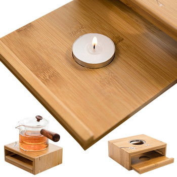 Бамбукова нагревател за чай Свещ Държач за отопление Термостат Изолация Основа за температура на виното Нагревател за чайник Чайник Печка Японски стил
