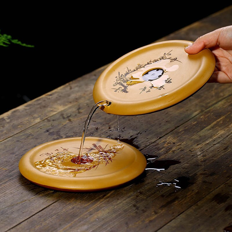 Yixing Purple Clay teáskanna Trivets Dry Tea Tray Kreatív vízforraló alap