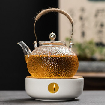 Мини преносим керамичен държач за чайник Основа за подгряване на чайник Изолационна основа Затопляне на кафе за вода Свещник Аксесоари за чай