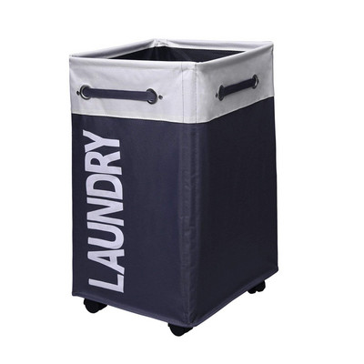 Didelis sulankstomas skalbinių krepšelis su rankenomis – sujungiamas skalbinių užtvaras ant ratų – aukštas sulankstomas audinio laikiklis