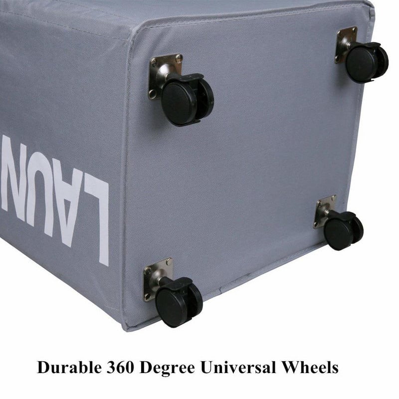 Didelis sulankstomas skalbinių krepšelis su rankenomis – sujungiamas skalbinių užtvaras ant ratų – aukštas sulankstomas audinio laikiklis