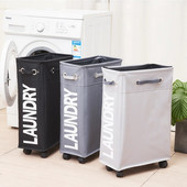 Coș de depozitare pentru rufe Oxford de uz casnic cu roți, coș pliabil, căptușeală din plasă, rezistent la apă, durabil, organizator de depozitare pentru sac de rufe