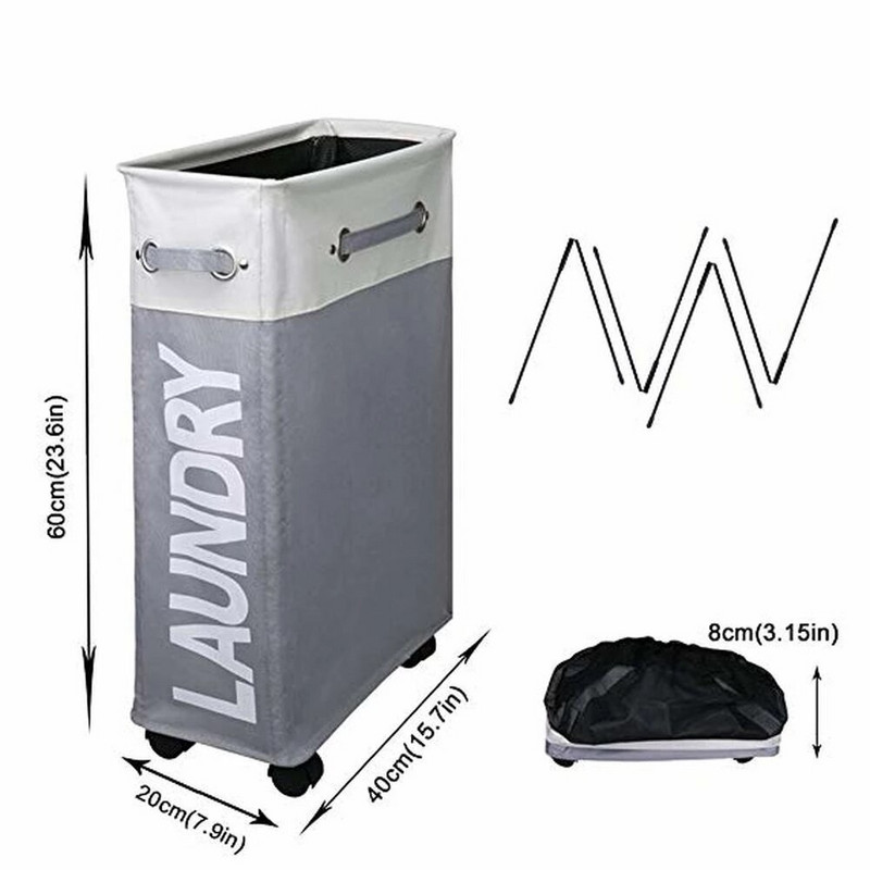 Coș de depozitare pentru rufe Oxford de uz casnic cu roți, coș pliabil, căptușeală din plasă, rezistent la apă, durabil, organizator de depozitare pentru sac de rufe