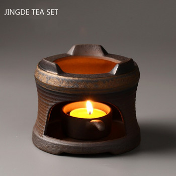 Сурова керамика в японски стил Нагревател за чай Свещ Отоплителна изолационна основа Домакинска печка за чай Традиционен сервиз за чай Аксесоари