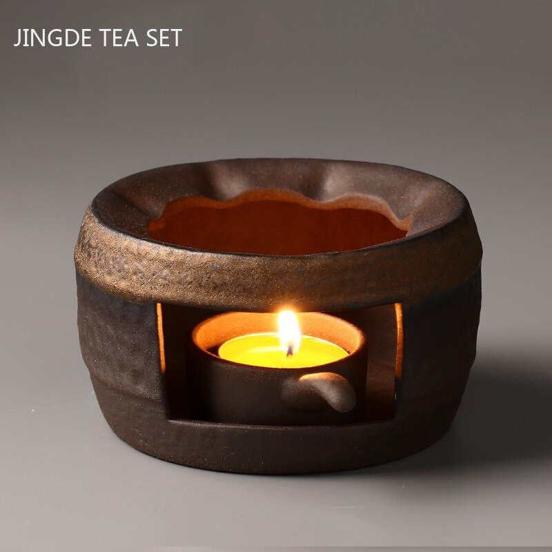 Japán stílusú nyers fazekas tea melegítő gyertya melegítő szigetelő talp Háztartási teatűzhely Hagyományos teáskészlet kiegészítők