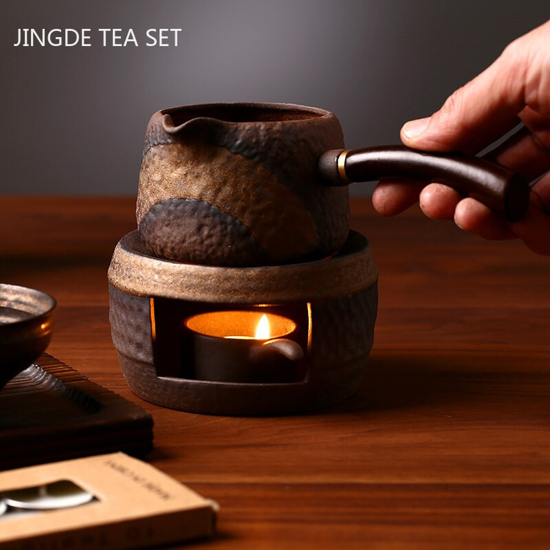 Japán stílusú nyers fazekas tea melegítő gyertya melegítő szigetelő talp Háztartási teatűzhely Hagyományos teáskészlet kiegészítők