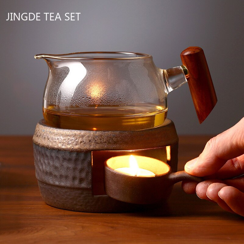 Japán stílusú nyers fazekas tea melegítő gyertya melegítő szigetelő talp Háztartási teatűzhely Hagyományos teáskészlet kiegészítők