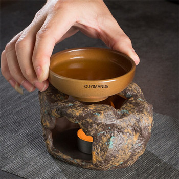 Японска ретро груба керамика Чайник Печка Свещ Нагревателна основа Чаен Сервиз Кунг Фу Чаен Сервиз Керамична изолация Основа за кана за кафе