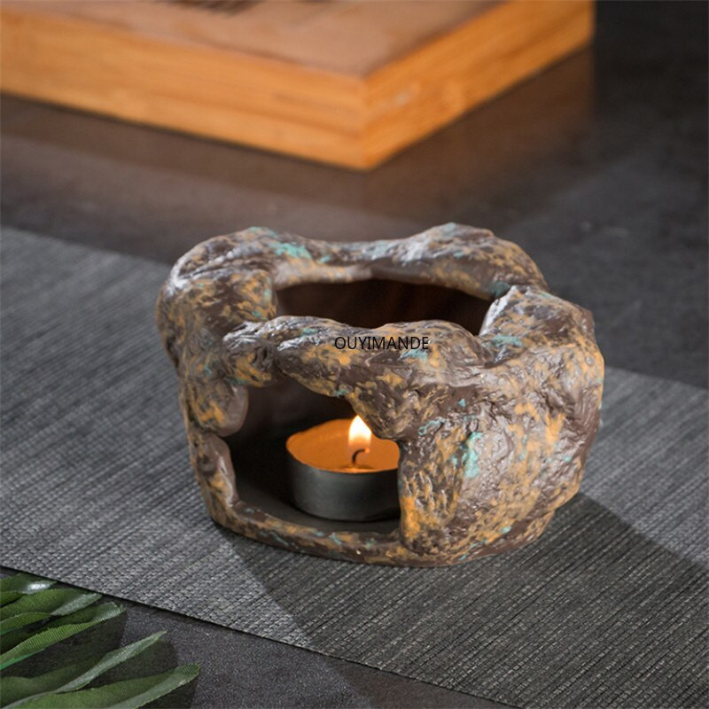 Japoniškas retro žalios keramikos arbatinukas viryklė Žvakių kaitinimo pagrindas arbatos rinkinys Kung Fu arbatos rinkinys Keraminis izoliacinis kavos puodo pagrindas