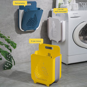 Coș de depozitare pentru haine murdare, portabil, mare, pentru baie, agățat pe perete, organizator pentru coșuri de haine