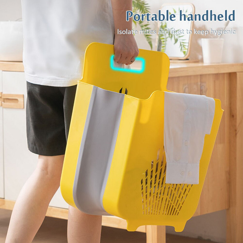 Coș de depozitare pentru haine murdare, portabil, mare, pentru baie, agățat pe perete, organizator pentru coșuri de haine