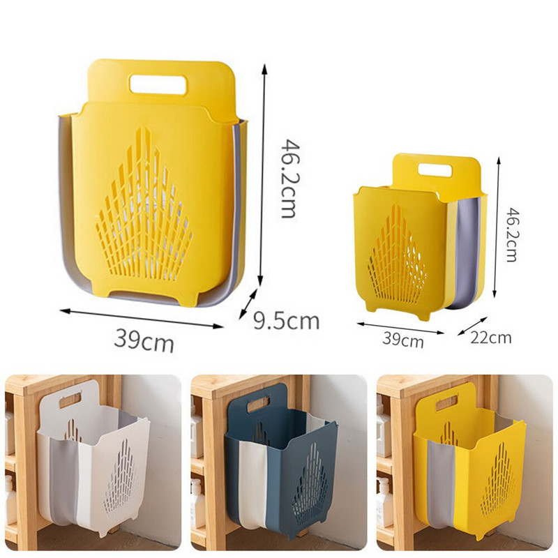 Coș de depozitare pentru haine murdare, portabil, mare, pentru baie, agățat pe perete, organizator pentru coșuri de haine