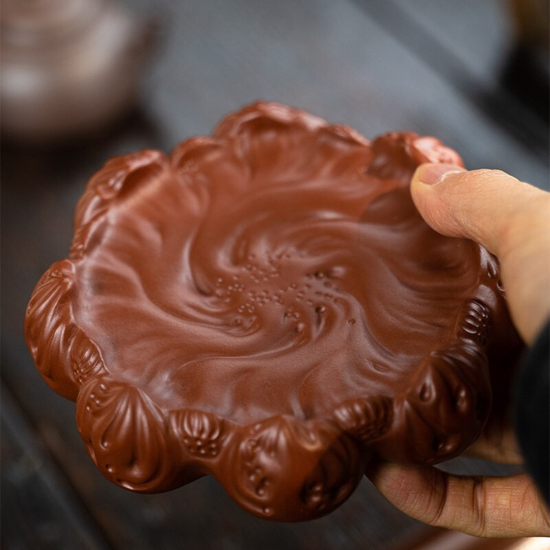 Zisha arbatinuko pagrindas Creative Lucky Fire Lotus Ornaments arbatinuko laikiklis Kung Fu arbatos rinkinys serviravimo lėkštė Sausas arbatinuko kilimėlis