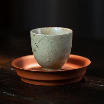 Поднос за тенджера Маса за чай Лагер Основа за тенджера за чай Винтидж бамбук за съхранение на вода Груба керамика в японски стил Ru Kiln Комплект за чай Аксесоари