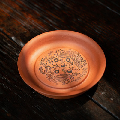 Puodo padėklas Arbatos stalo guolis Arbatos puodo pagrindas Vintažinis bambuko vandens laikiklis Japoniško stiliaus stambios keramikos Ru krosnies arbatos rinkinio priedai