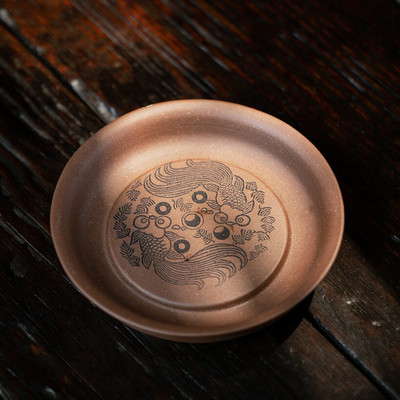 Puodo padėklas Arbatos stalo guolis Arbatos puodo pagrindas Vintažinis bambuko vandens laikiklis Japoniško stiliaus stambios keramikos Ru krosnies arbatos rinkinio priedai