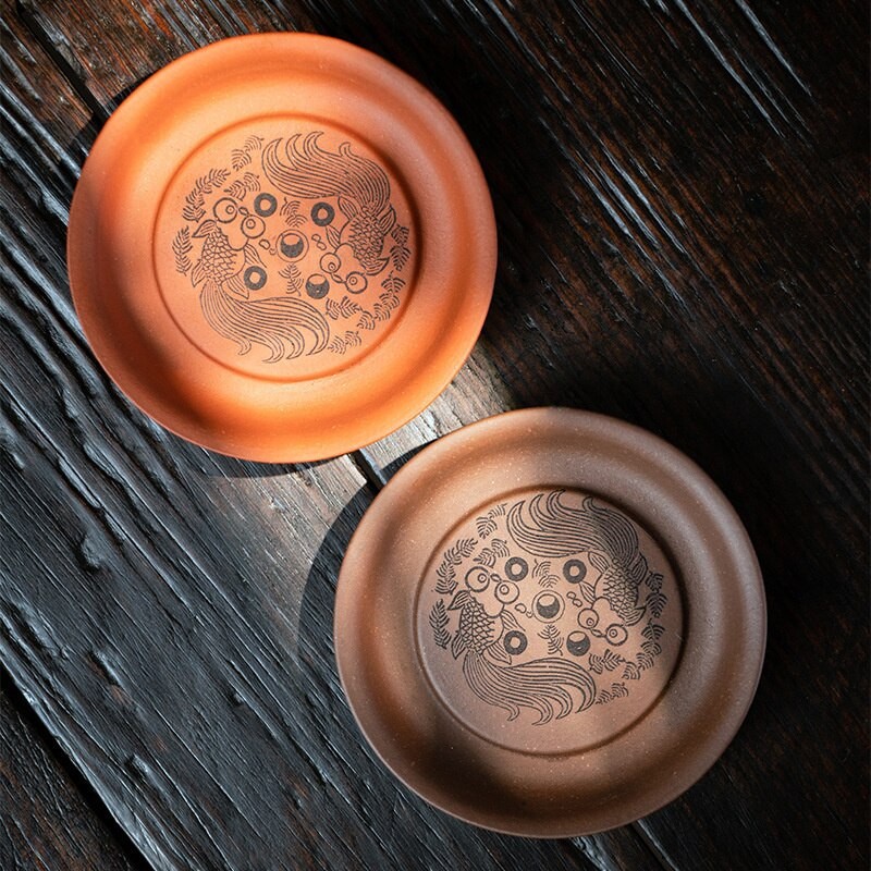 Puodo padėklas Arbatos stalo guolis Arbatos puodo pagrindas Vintažinis bambuko vandens laikiklis Japoniško stiliaus stambios keramikos Ru krosnies arbatos rinkinio priedai