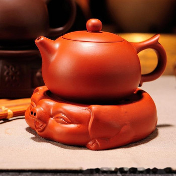 Аксесоари за китайски сервиз за чай Лилав пясък Основа за чайник Brave Troops Суха пяна Поднос за чай Голяма керамична чинийка