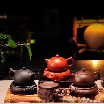 Аксесоари за китайски сервиз за чай Лилав пясък Основа за чайник Brave Troops Суха пяна Поднос за чай Голяма керамична чинийка