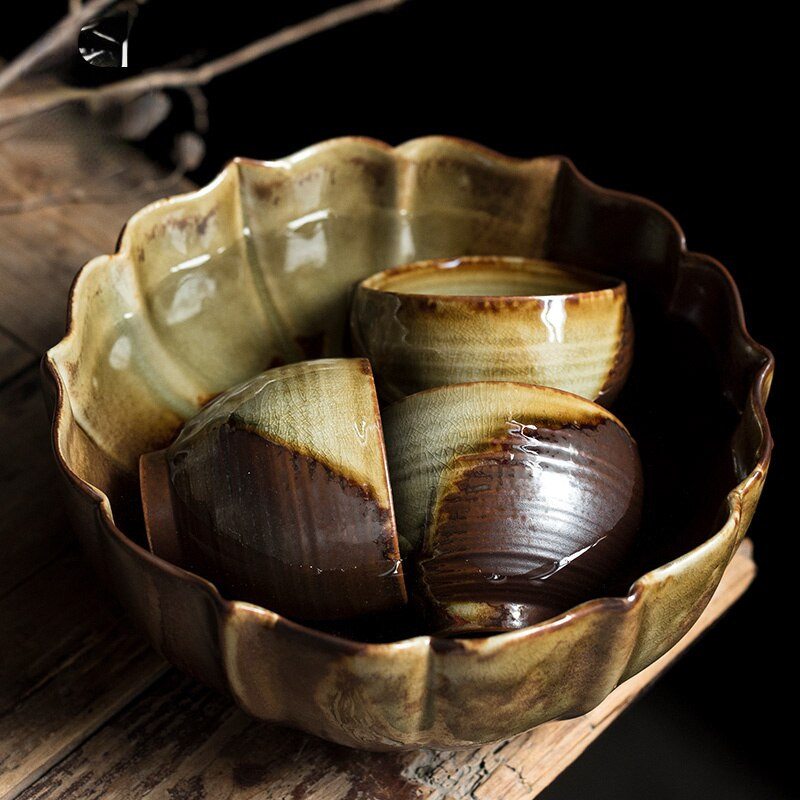 Skalbimo arbatos puodelis laikymo dubuo didelis akmens masės retro krosnies keitimas keramikos arbatos nuosėdos kibiras buitinis Kung Fu arbatos rinkinio priedai