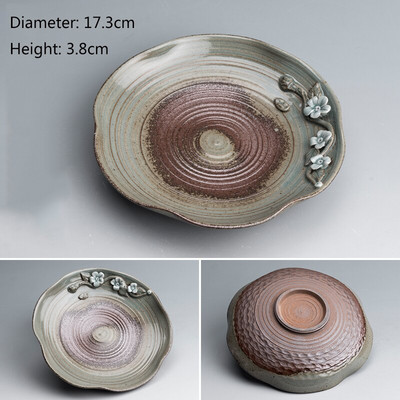 Arbatos rinkinio padėklas retro krosnis pakeistas keraminis buitinis arbatinuko izoliacinis padėklas kūrybingas rankų žiupsnelis gėlių kungfu arbatos rinkinio priedai