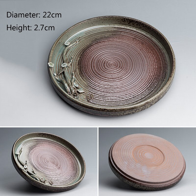 Arbatos rinkinio padėklas retro krosnis pakeistas keraminis buitinis arbatinuko izoliacinis padėklas kūrybingas rankų žiupsnelis gėlių kungfu arbatos rinkinio priedai