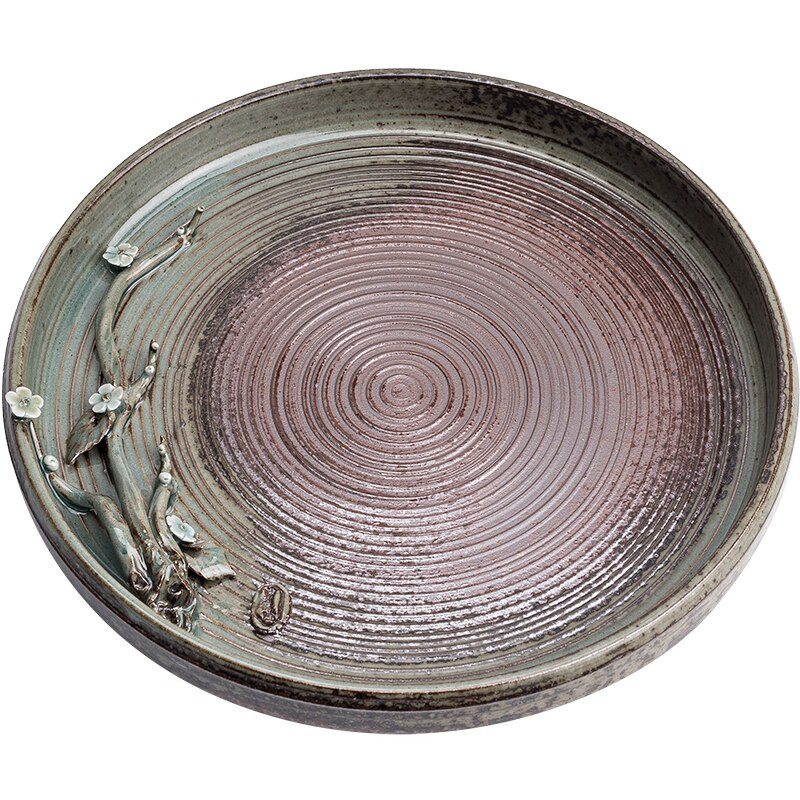 Arbatos rinkinio padėklas retro krosnis pakeistas keraminis buitinis arbatinuko izoliacinis padėklas kūrybingas rankų žiupsnelis gėlių kungfu arbatos rinkinio priedai