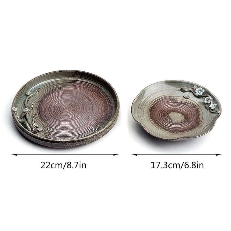 Arbatos rinkinio padėklas retro krosnis pakeistas keraminis buitinis arbatinuko izoliacinis padėklas kūrybingas rankų žiupsnelis gėlių kungfu arbatos rinkinio priedai