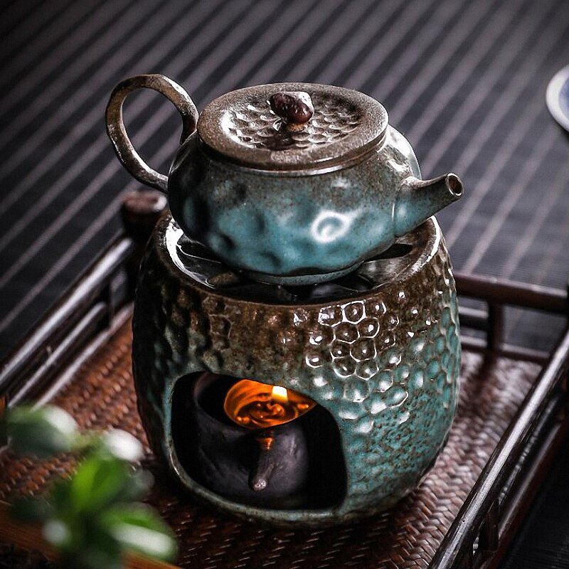 PINNY Rust Glazurat Ciocan cu model Sobă de ceai din ceramică caldă în stil japonez Accesorii pentru ceai Kung Fu Serviciu de ceai retro lucrat manual