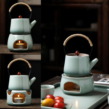 PINNY Японски стил Cyan Glaze Керамична топла печка за чай Ретро Кунг Фу Аксесоари за чай Отоплителна изолационна основа