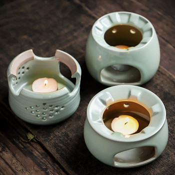 PINNY Японски стил Cyan Glaze Керамична топла печка за чай Ретро Кунг Фу Аксесоари за чай Отоплителна изолационна основа
