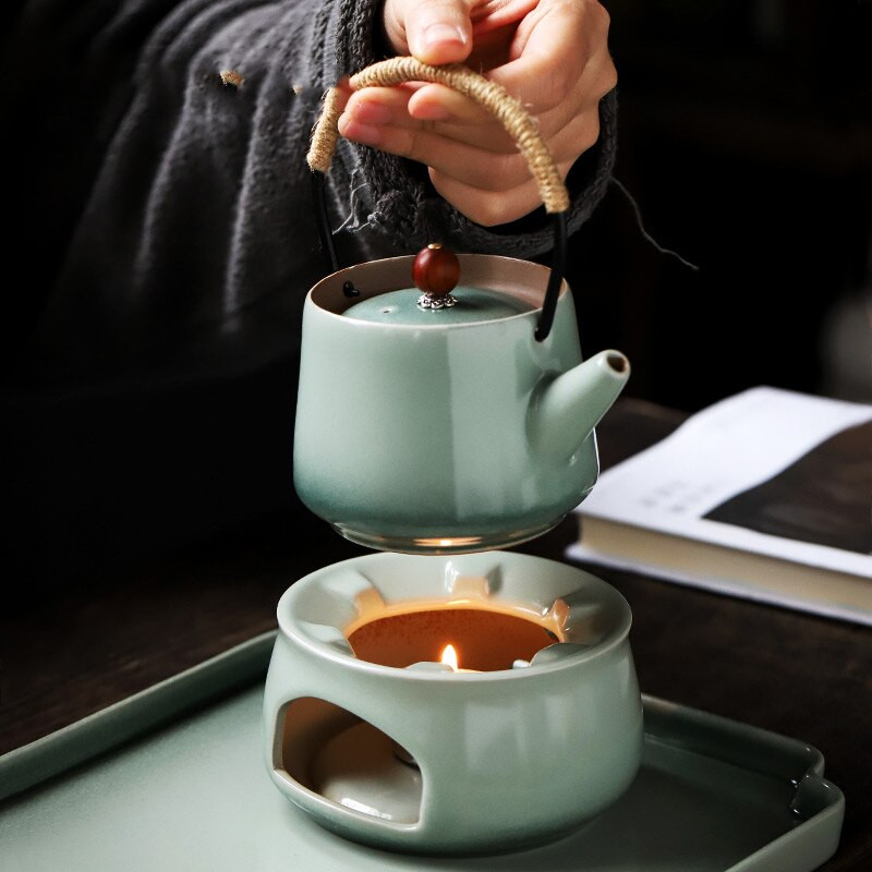 PINNY japoniško stiliaus žydra glazūra keraminė šilta arbatos viryklė Retro Kung Fu arbatos priedai Šildymo izoliacijos pagrindas