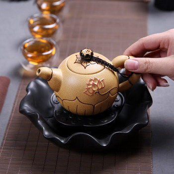 Поставка за керамични изделия от лотос, керамична стойка за сухо варене, лилав пясък, държач за чайник, подложка за тенджера, чай в японски стил Kungfu комплект за чай, аксесоари