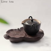 Modern egyszerű lila homokos Zen kerámia teástálca mini háztartási szárazon égető kis teástálca víztároló háztartási irodaszerek
