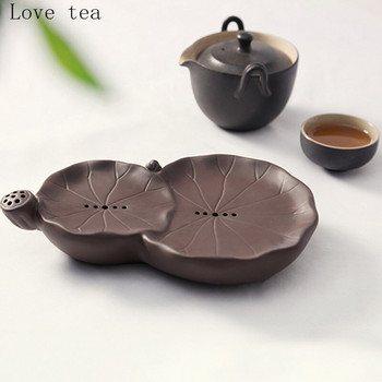 Модерен прост лилав пясък Zen керамичен поднос за чай мини домакински сухо изгаряне малък поднос за чай съхранение на вода домакински офис консумативи