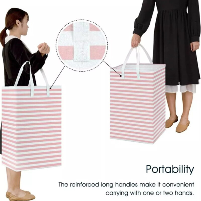 Paprastas buitinis skalbinių krepšelis Dryžuotas vandeniui atsparus nešvarių drabužių krepšelis Sulankstomas daiktadėžės krepšelis Vaikų žaislų laikymo krepšelis