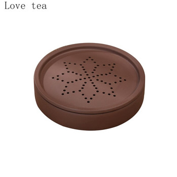 Пурпурна глинена подложка за чайник Чинийка Кунг Фу Комплект за чай Аксесоари Подложка за тенджера Кръгла изолация Керамична основа Столче за чай Аксесоари за домашен офис