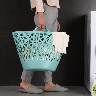 Coș de rufe imitație ratan, coș de depozitare pliabil din plastic, coș de rufe de uz casnic, găleată de depozitare pentru dormitor,