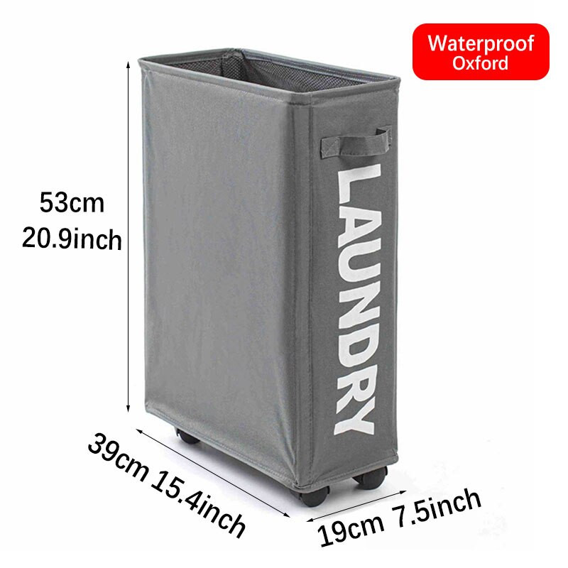 Naujas skalbinių krepšelis su ratukais Audinys Namai Siauros plyšelės Sandėliavimo rūbai Įvairūs Sulankstomas nešvarių drabužių krepšelis