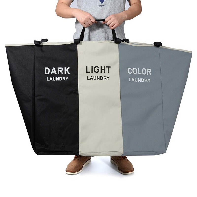 2022 Coș de depozitare pentru haine murdare Coș organizator cu trei grile Coș de rufe pliabil mare Coș de rufe impermeabil pentru acasă
