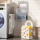 Coș de rufe pliabil Coș de depozitare pentru haine murdare Organizator pliabil de rufe pentru baie montat pe perete Depozitare pentru haine murdare