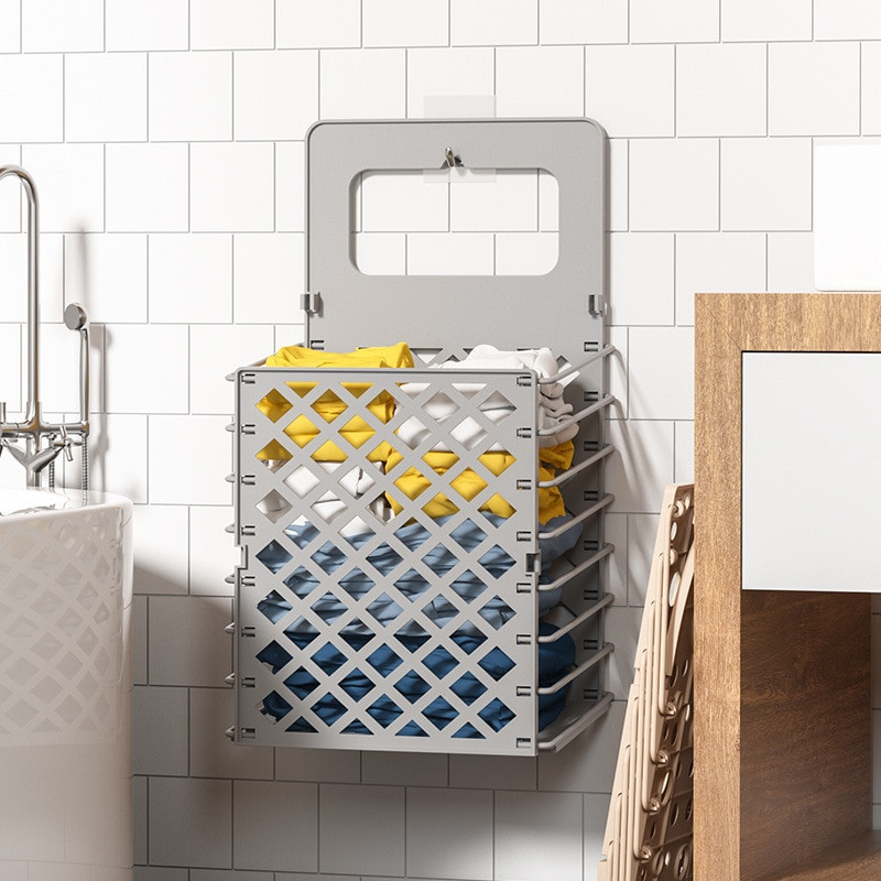 Coș de rufe pliabil Coș de depozitare pentru haine murdare Organizator pliabil de rufe pentru baie montat pe perete Depozitare pentru haine murdare